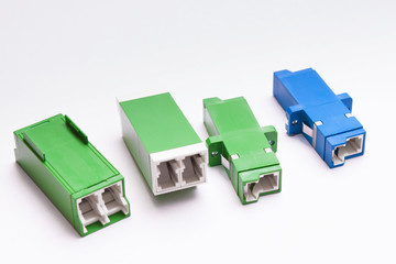 Fototapeta premium Group of fiber optic adapters SC and LS