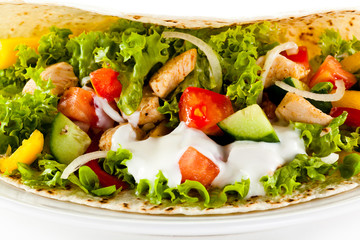 Kebab - grilled meat and vegetables