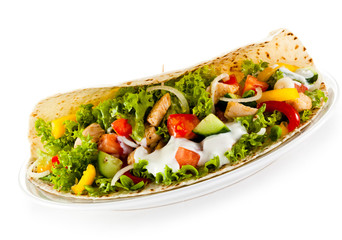 Kebab - grilled meat and vegetables