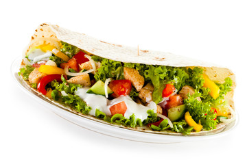 Kebab - grilled meat and vegetables