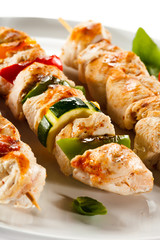 Grilled meat and vegetables