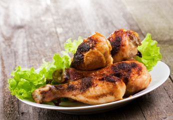 fried chicken with greens