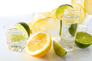 drinks with lemon and lime.