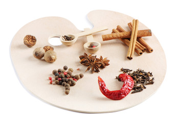 spices on a wooden palette