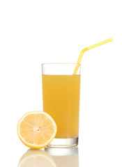 Lemon and orange juice isolated on white