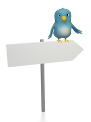 Bluebird  on a direction sign