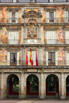 facade of old building, Madrid, Spain