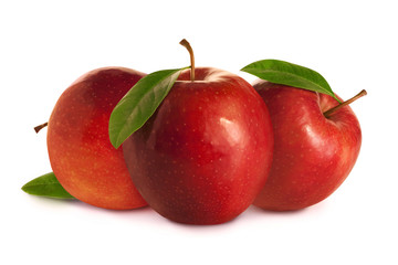 Tree red apples with leaves