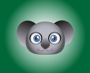 The koala bear on a green background