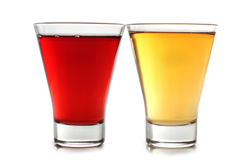Two martini color glasses