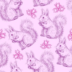 Seamless pattern with squirrels