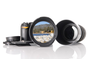 Landscape Photography with Image on Lens
