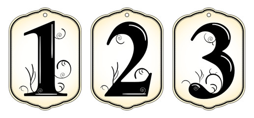 set of vintage number tags