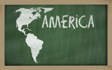 outline map of america on blackboard
