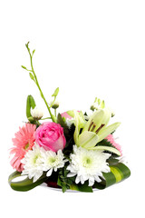 Bouquet of beautiful flowers on white