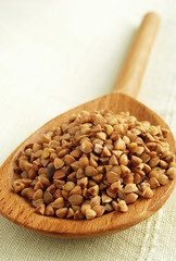 buckwheat in a wooden spoon