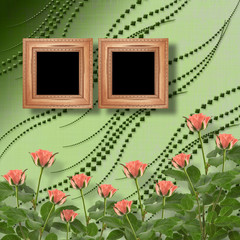 Card for congratulation or invitation with bunch of flowers