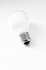 high-key light bulb on white, concept of clean energy