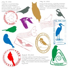 Bird Watching Stamps Icon Set