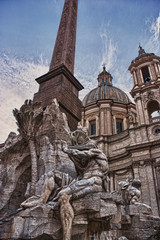 Fototapeta na wymiar Roma, piazza Navona, fontana dei Quattro Fiumi