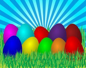 Easter eggs in grass