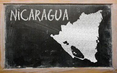 outline map of nicaragua on blackboard