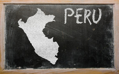 outline map of peru on blackboard