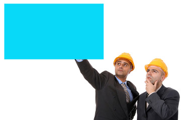 businessman with board