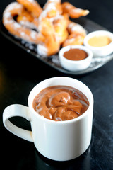 Delicious hot chocolate in a white mug