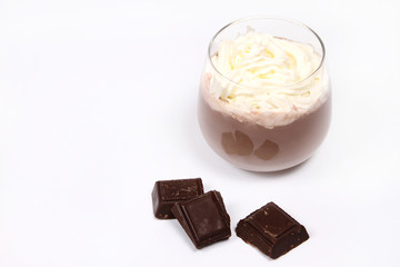 Chocolate drink with cream in small Glass