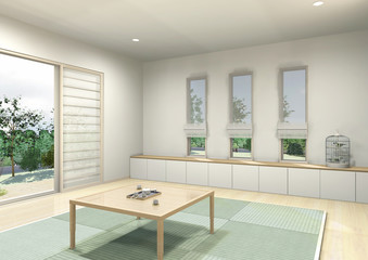 和式スタイルの居間のパース