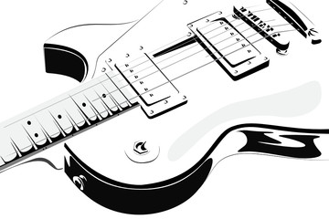 Vector series. Electric guitar black-white version