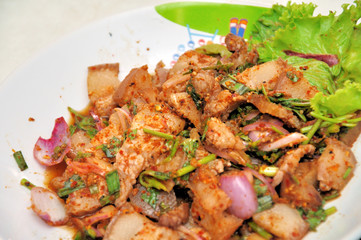 Spicy pork salad , Thai style food