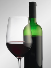 Bottle and a glass of red wine