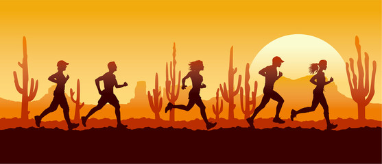 Fototapeta na wymiar Desert runners