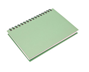 stack of ring binder book or green notebook