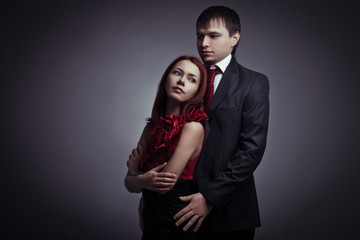 Portrait of young elegant couples in the tender passion