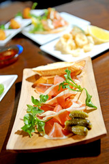 still life of Spanish ham plate