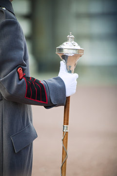 Royal bandmaster holding regiment staff