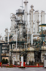 Oil refinery on a rainy day