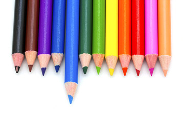 Colour pencils on a white background.