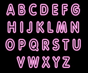 Alphabet majuscule, néon rose