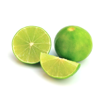 Lime with section on a white background