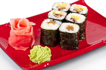 Sushi rolls made of mushroom