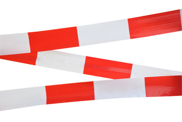 Red and white striped tape isolated on white
