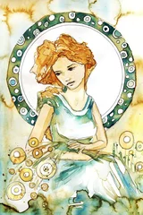 Crédence de cuisine en verre imprimé Inspiration picturale Portrait Art Nouveau d& 39 une femme assise