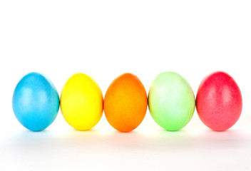five eastern eggs in different colours