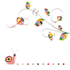 Children's floral pattern with a snail