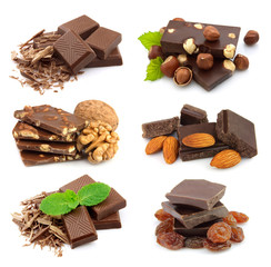 Collage of sweet chocolate