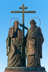Fototapeta premium Figures of Saints Cyril and Methodius, Kolomna, Russia